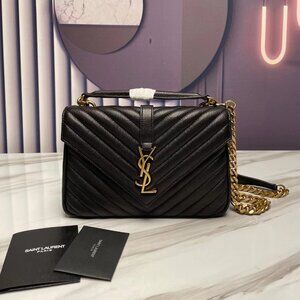 🥃🥃YSL SAINT LAURENT MED COLLEGE BAG BLACK LEATHER
